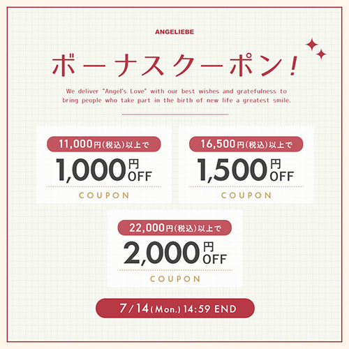 ボーナスクーポンプレゼント 最大2,000円オフ！