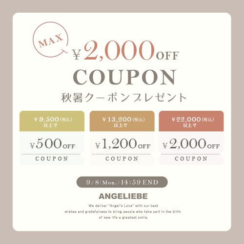 秋暑クーポンプレゼント 最大2,000円オフ！