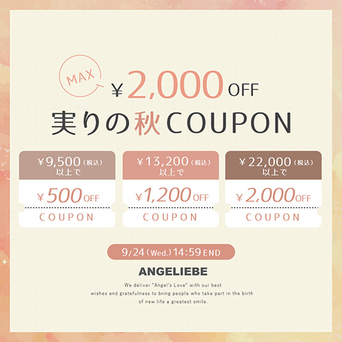 実りの秋クーポンプレゼント 最大2,000円オフ！