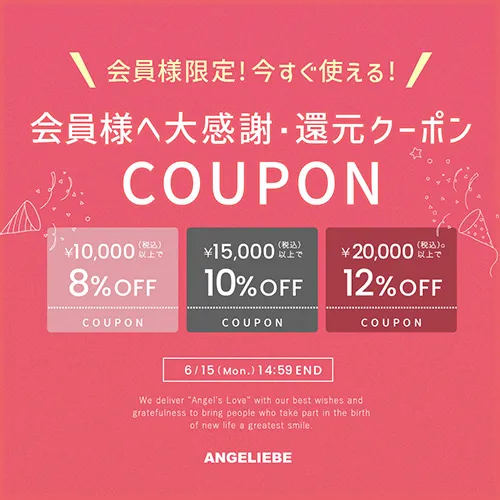 会員様へ大感謝・還元クーポン MAX12%OFF