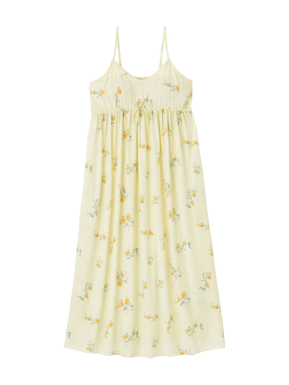 マタニティ パジャマ・ルームウェア|カップ付フラワーキャミドレス　マタニティ・授乳パジャマ・ワンマイル・ホームウェア・大きいサイズ|ペールイエロー