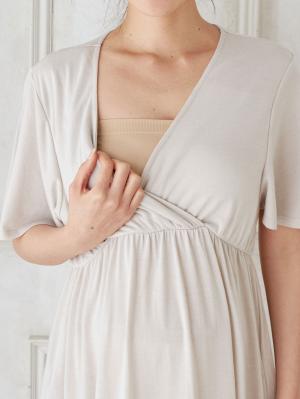 マタニティ パジャマ・ルームウェア|カップ付半袖カシュクールワンピース　マタニティ・授乳パジャマ・ワンマイル・ホームウェア・大きいサイズ