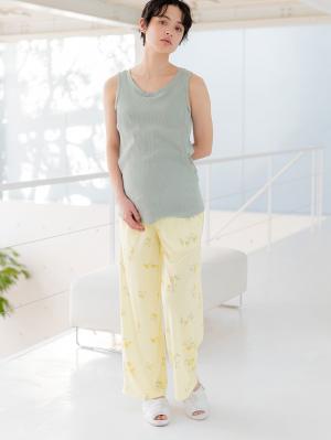 マタニティ パジャマ・ルームウェア|お腹楽リラックスパンツ　マタニティ・産後・リラックスパンツ・パジャマ・大きいサイズ|ペールイエロー