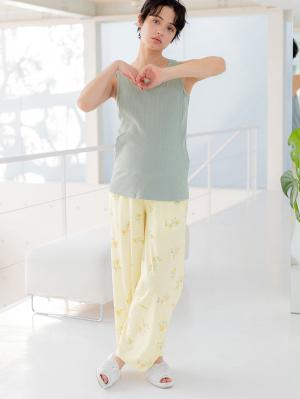 マタニティ パジャマ・ルームウェア|お腹楽リラックスパンツ　マタニティ・産後・リラックスパンツ・パジャマ・大きいサイズ|ペールイエロー
