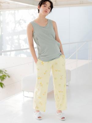 マタニティ パジャマ・ルームウェア|お腹楽リラックスパンツ　マタニティ・産後・リラックスパンツ・パジャマ・大きいサイズ|ペールイエロー