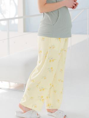 マタニティ パジャマ・ルームウェア|お腹楽リラックスパンツ　マタニティ・産後・リラックスパンツ・パジャマ・大きいサイズ|ペールイエロー