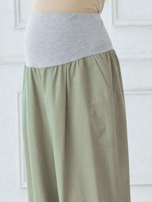 マタニティ パンツ|【マタニティ・産後】コットンリネンワイドパンツ【出産後も長く使える】