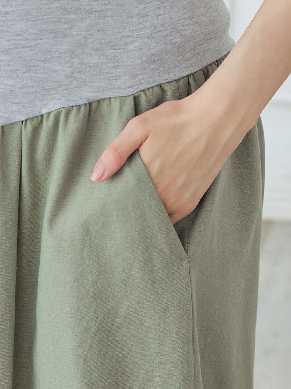 マタニティ パンツ|【マタニティ・産後】コットンリネンワイドパンツ【出産後も長く使える】