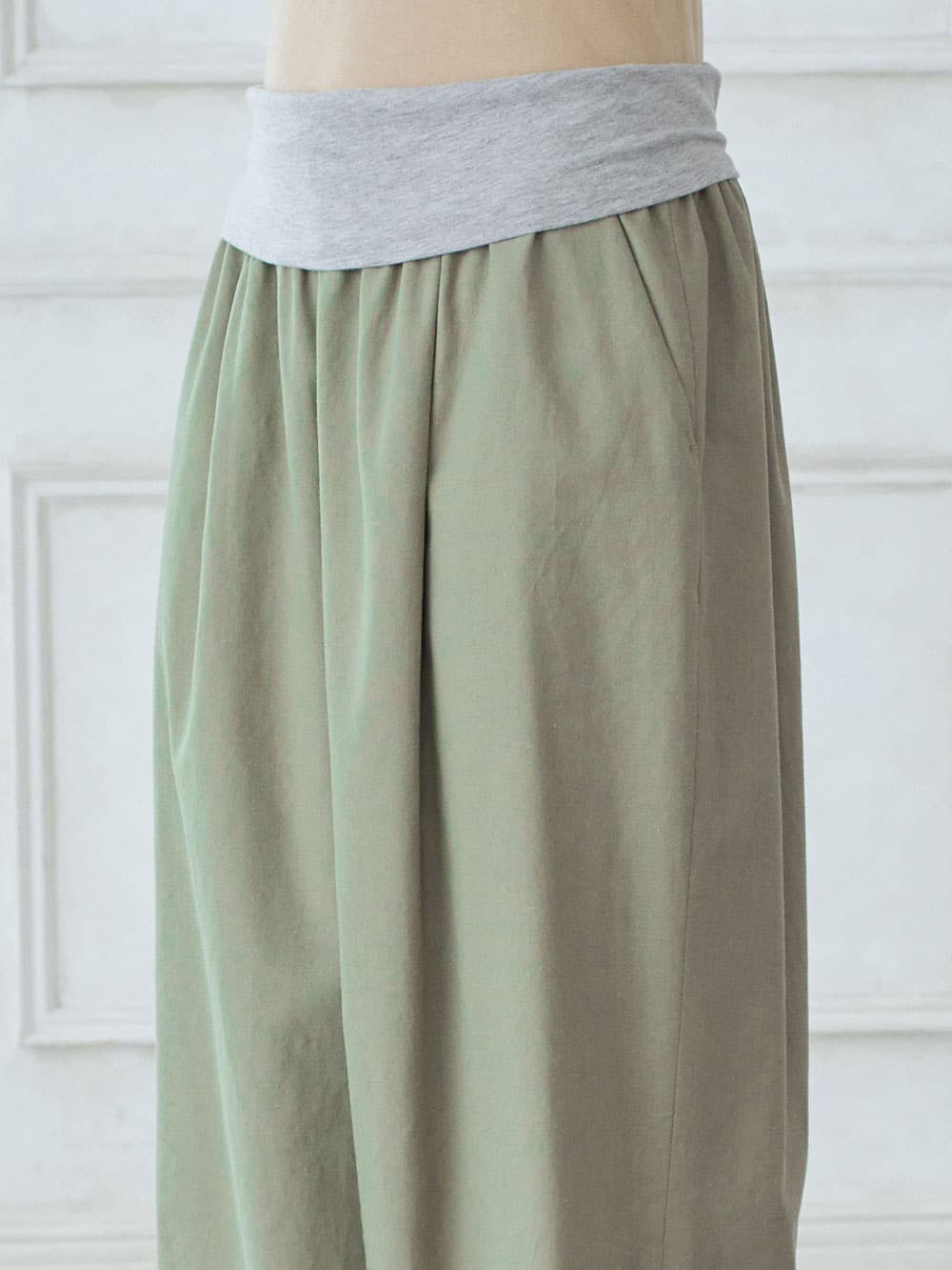 マタニティ パンツ|【マタニティ・産後】コットンリネンワイドパンツ【出産後も長く使える】