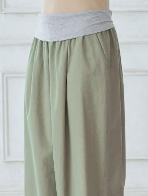 マタニティ パンツ|【マタニティ・産後】コットンリネンワイドパンツ【出産後も長く使える】