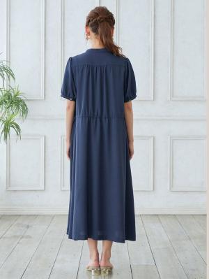 マタニティ ワンピース|半袖ギャザーシャツワンピース マタニティ・授乳服【出産後も長く使える】