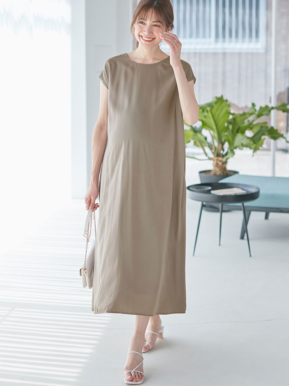 マタニティ ワンピース マタニティ 産後 フレンチスリーブ2wayフレアワンピース マタニティウェア 授乳服通販 エンジェリーベ 公式