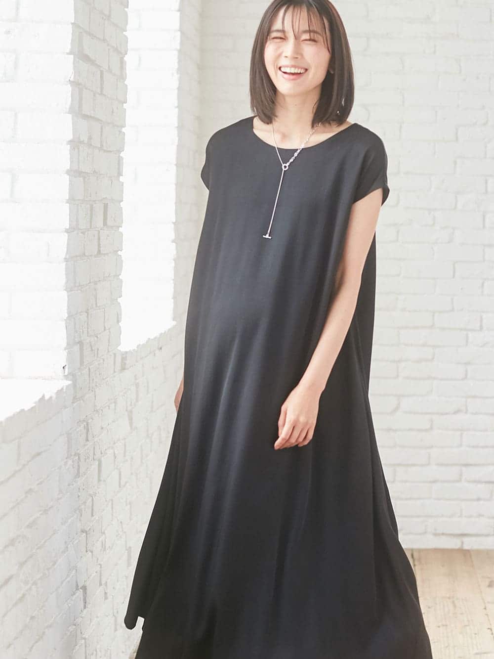 フレンチスリーブ2WAYフレアワンピース マタニティ・授乳服【出産後も 
