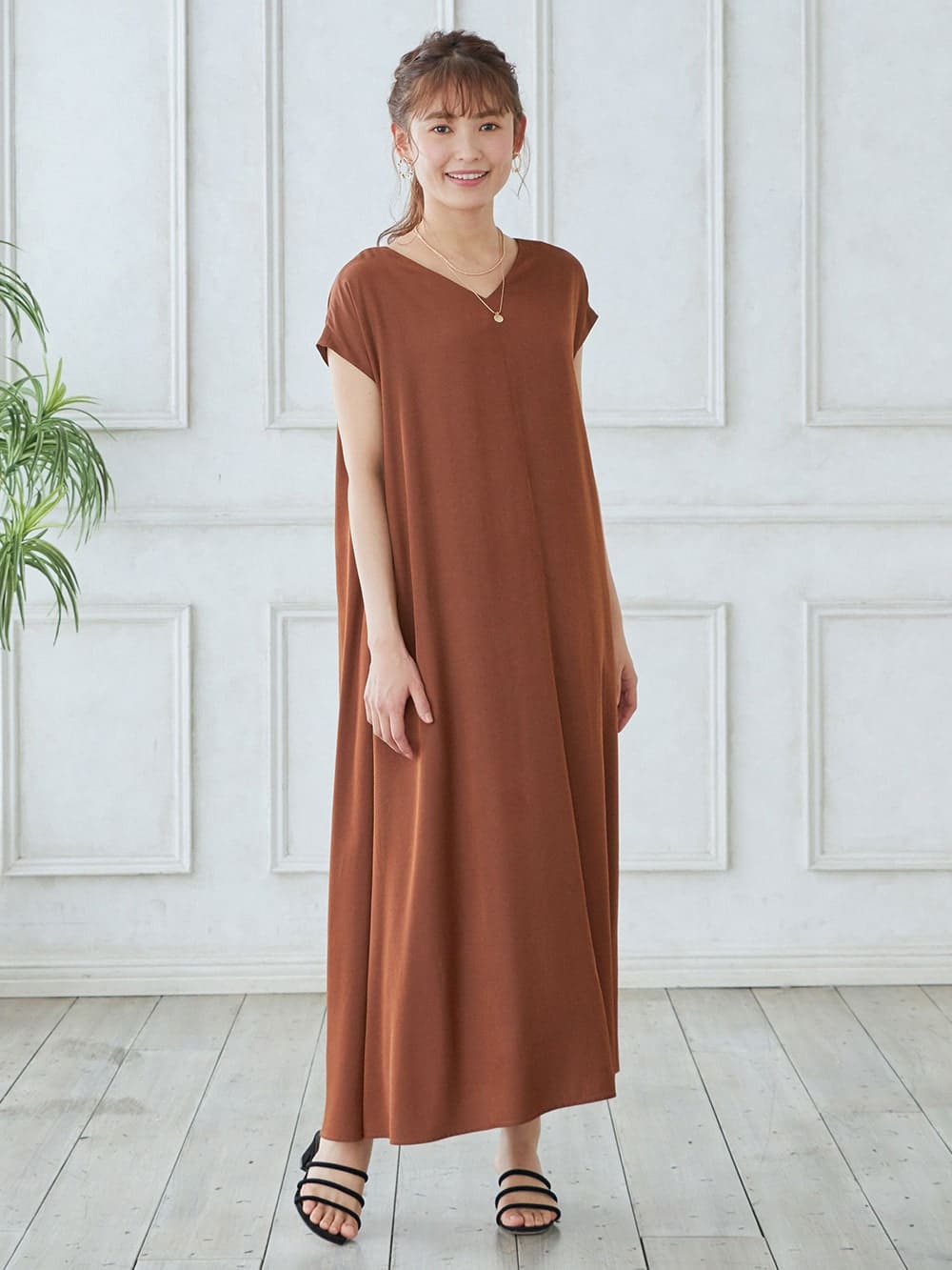 マタニティ ワンピース|フレンチスリーブ2WAYフレアワンピース　マタニティ・授乳服【出産後も長く使える】