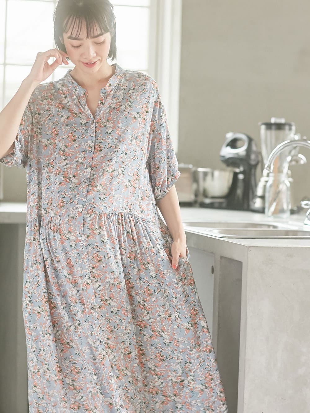 マタニティ ワンピース マタニティ 産後 花柄プリントホームワンピース マタニティウェア 授乳服通販 エンジェリーベ 公式 マタニティ ワンピース マタニティ 産後 花柄プリントホームワンピース マタニティウェア 授乳服通販 エンジェリーベ 公式