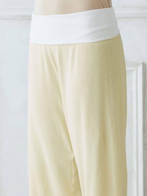 マタニティ パジャマ・ルームウェア|【マタニティ・授乳パジャマ】【セット】【親子コーデ可】リブヘンリーネック半袖トップス＆ワイドパンツ