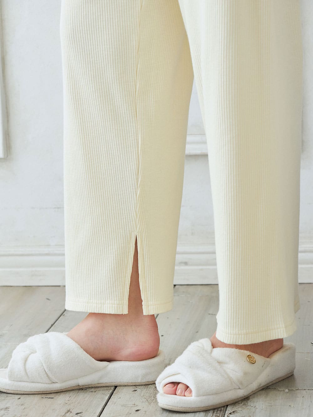 マタニティ パジャマ・ルームウェア|【マタニティ・授乳パジャマ】【セット】【親子コーデ可】リブヘンリーネック半袖トップス＆ワイドパンツ