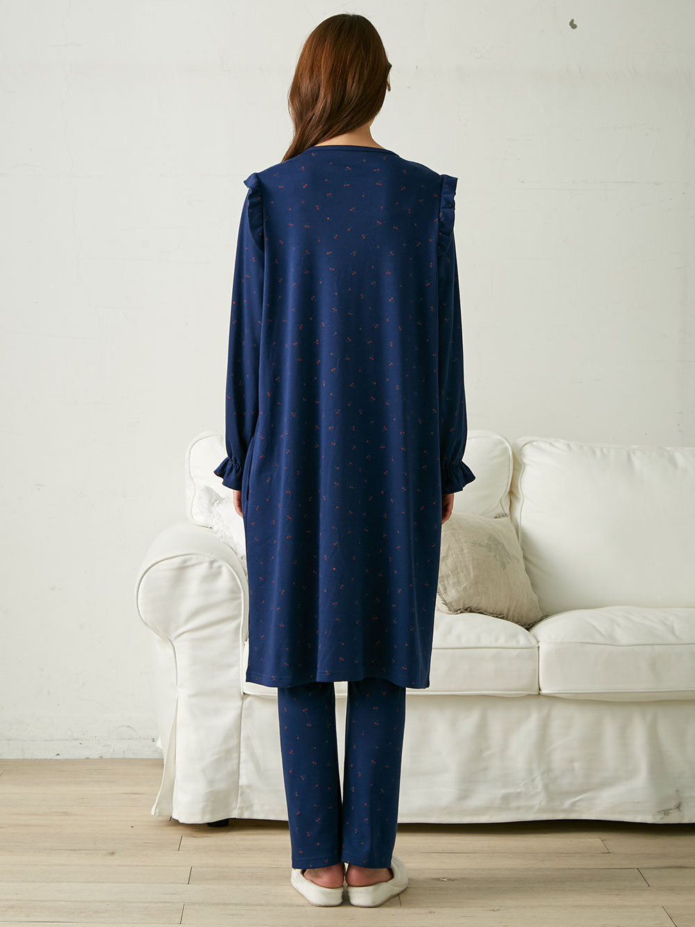 マタニティ パジャマ・ルームウェア|【セット】チェリープリントスムースフリルパジャマ　マタニティ・授乳パジャマ