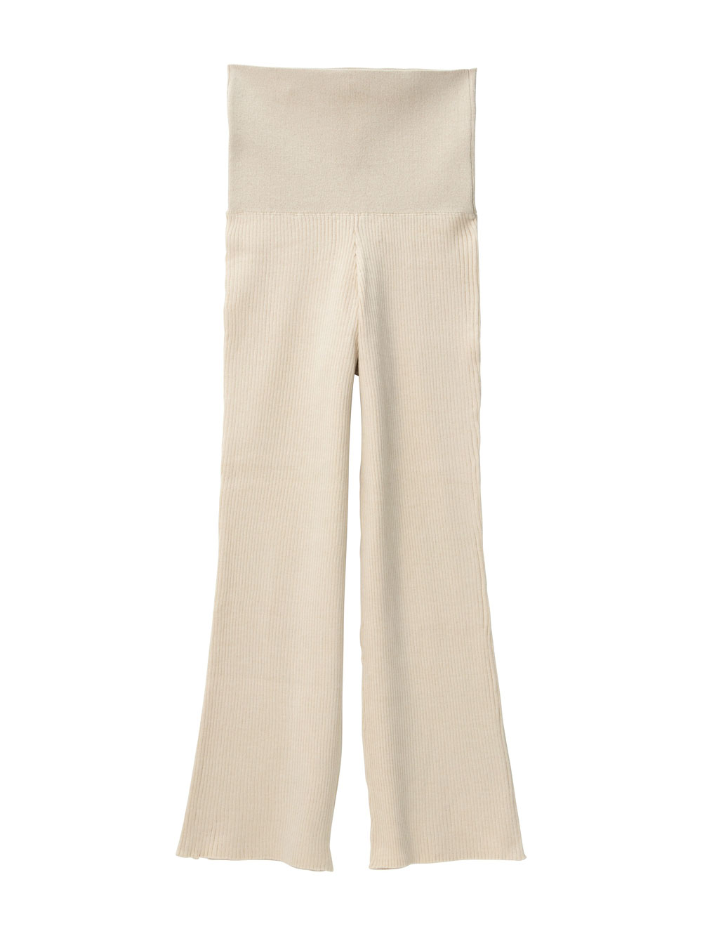 マタニティ パンツ|Rosemadame（ローズマダム）リブニットフレアパンツ　マタニティ・産後|オフベージュ