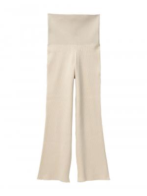 マタニティ パンツ|Rosemadame（ローズマダム）リブニットフレアパンツ　マタニティ・産後|オフベージュ