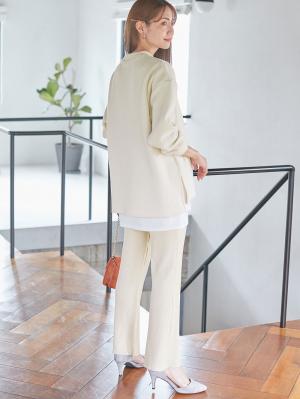 マタニティ パンツ|Rosemadame（ローズマダム）リブニットフレアパンツ　マタニティ・産後|オフベージュ