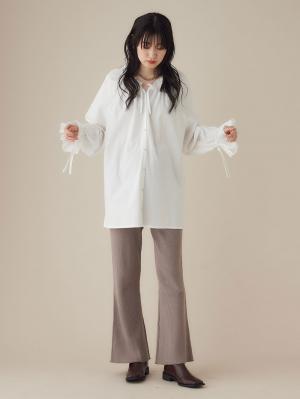 マタニティ パンツ|Rosemadame（ローズマダム）リブニットフレアパンツ　マタニティ・産後|モカ