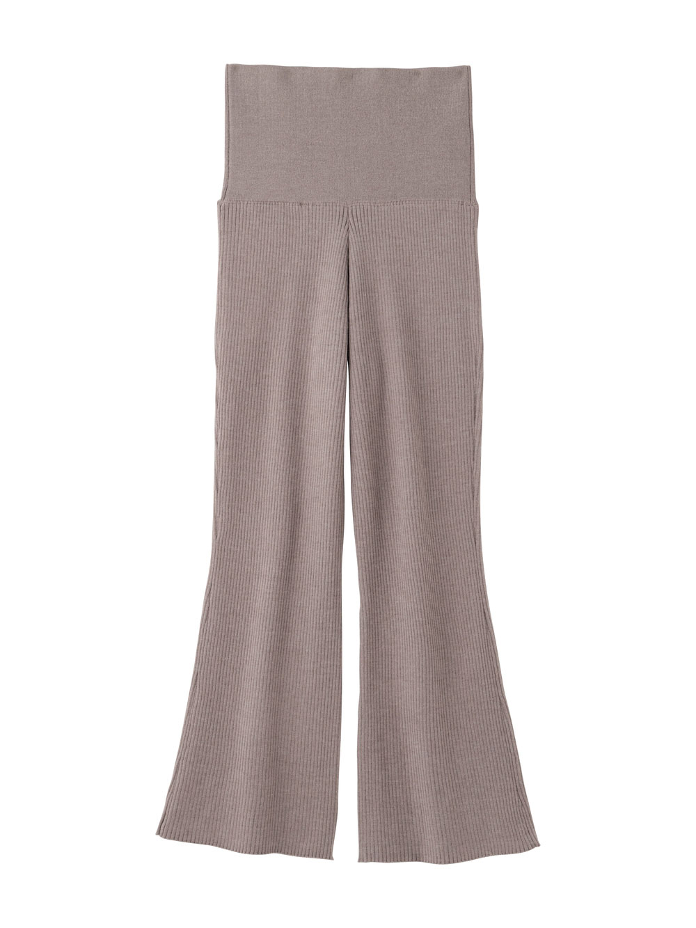 マタニティ パンツ|Rosemadame（ローズマダム）リブニットフレアパンツ　マタニティ・産後|モカ