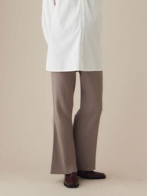 マタニティ パンツ|Rosemadame（ローズマダム）リブニットフレアパンツ　マタニティ・産後|モカ