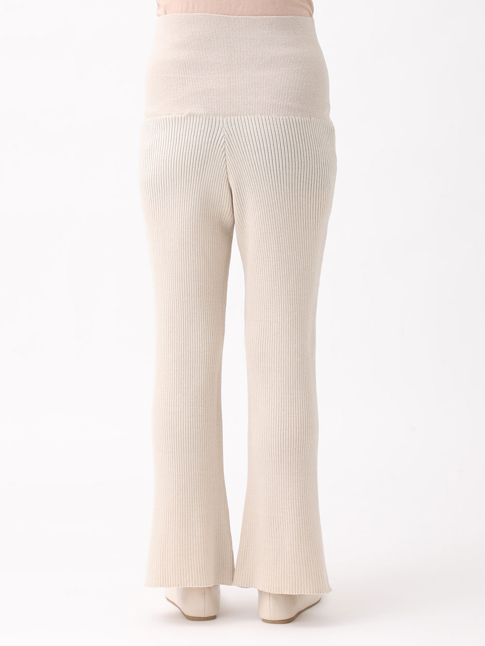 マタニティ パンツ|Rosemadame（ローズマダム）リブニットフレアパンツ　マタニティ・産後