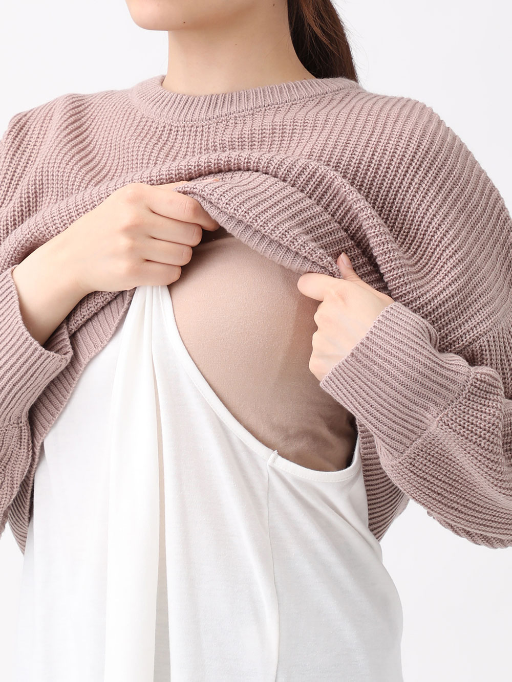 マタニティ トップス|Rosemadame(ローズマダム)ニットレイヤード風チュニックトップス マタニティ・授乳服【出産後も長く使える】