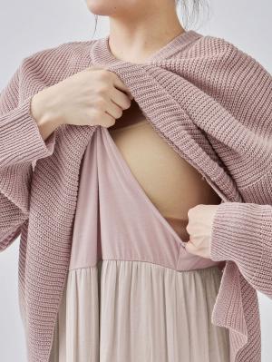 マタニティ ワンピース|ニット×サテン ドッキング ワンピース マタニティ・授乳服【出産後も長く使える】