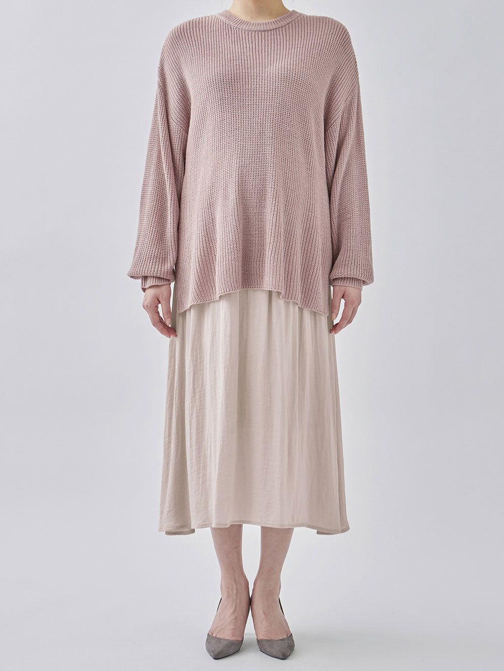 マタニティ ワンピース|ニット×サテン ドッキング ワンピース マタニティ・授乳服【出産後も長く使える】