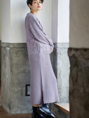 マタニティ ワンピース|Rosemadame（ローズマダム）ケーブルニットワンピ　マタニティ・授乳服【出産後も長く使える】|ラベンダー