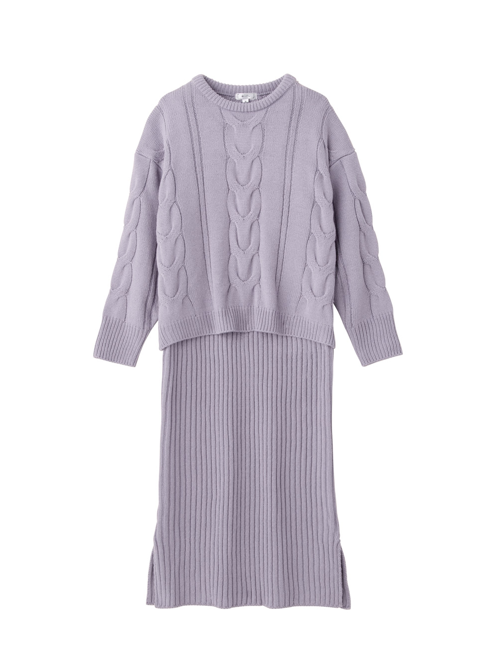 マタニティ ワンピース|Rosemadame（ローズマダム）ケーブルニットワンピ　マタニティ・授乳服【出産後も長く使える】|ラベンダー