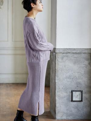 マタニティ ワンピース|Rosemadame（ローズマダム）ケーブルニットワンピ　マタニティ・授乳服【出産後も長く使える】|ラベンダー