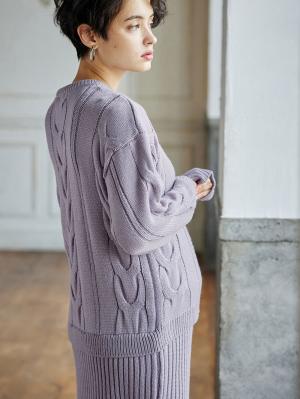マタニティ ワンピース|Rosemadame（ローズマダム）ケーブルニットワンピ　マタニティ・授乳服【出産後も長く使える】|ラベンダー