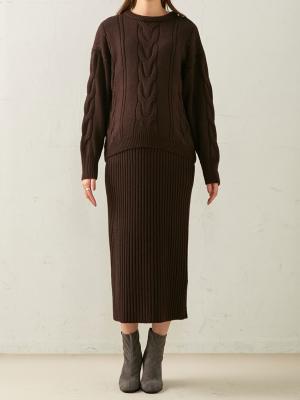 マタニティ ワンピース|Rosemadame（ローズマダム）ケーブルニットワンピ　マタニティ・授乳服【出産後も長く使える】