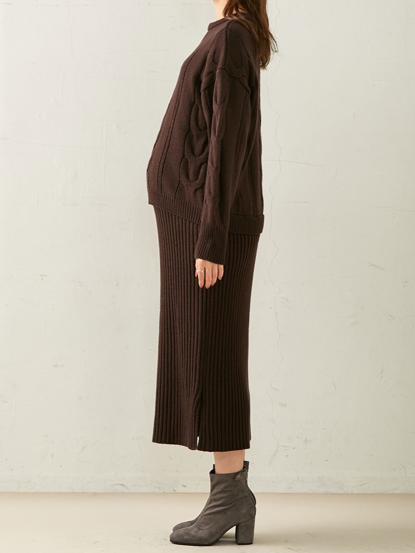 マタニティ ワンピース|Rosemadame（ローズマダム）ケーブルニットワンピ　マタニティ・授乳服【出産後も長く使える】