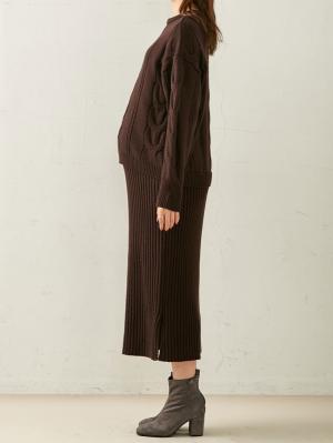 マタニティ ワンピース|Rosemadame（ローズマダム）ケーブルニットワンピ　マタニティ・授乳服【出産後も長く使える】