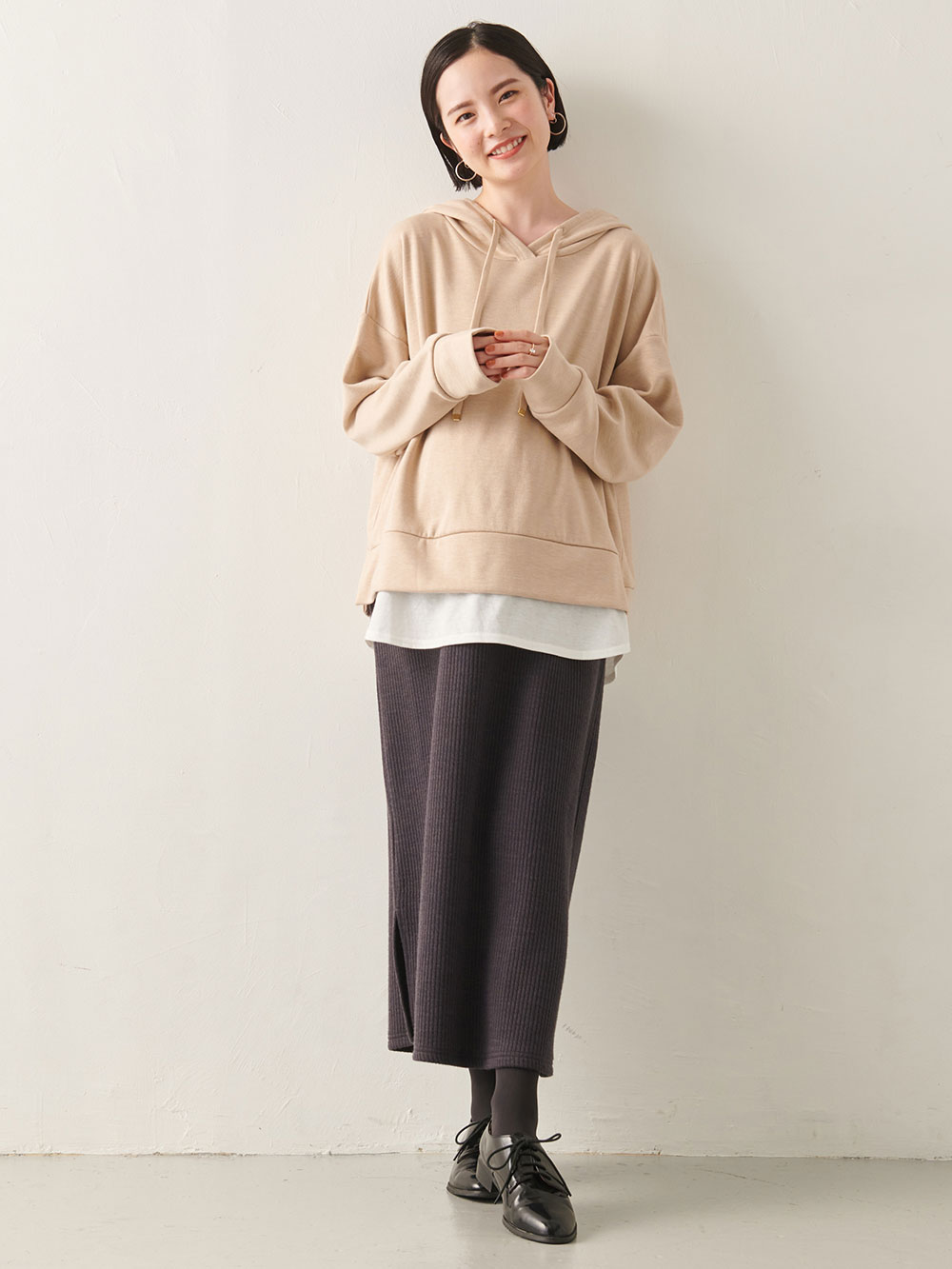 マタニティ ワンピース|パーカードッキングワンピース マタニティ・授乳服【出産後も長く使える】