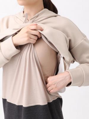 マタニティ ワンピース|パーカードッキングワンピース マタニティ・授乳服【出産後も長く使える】