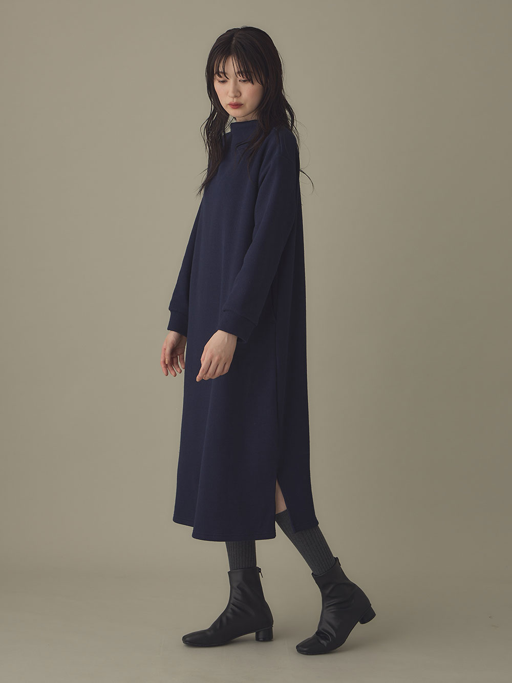 マタニティ ワンピース|Rosemadame（ローズマダム）ニットソー裏起毛ワンピース　マタニティ・授乳服【出産後も長く使える】|ネイビー