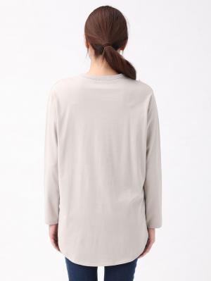 マタニティ トップス|綿100% ロングスリーブシャツテールロンＴ　マタニティ・授乳服【出産後も長く使える】