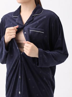 マタニティ パジャマ・ルームウェア|【セット】ベロアニットシームレスパジャマ　マタニティ・授乳パジャマ