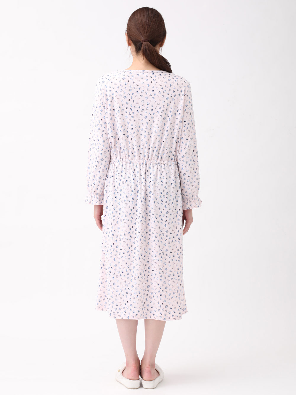 マタニティ パジャマ・ルームウェア|スムース花柄ロングスリーブネグリジェ　マタニティ・授乳パジャマ