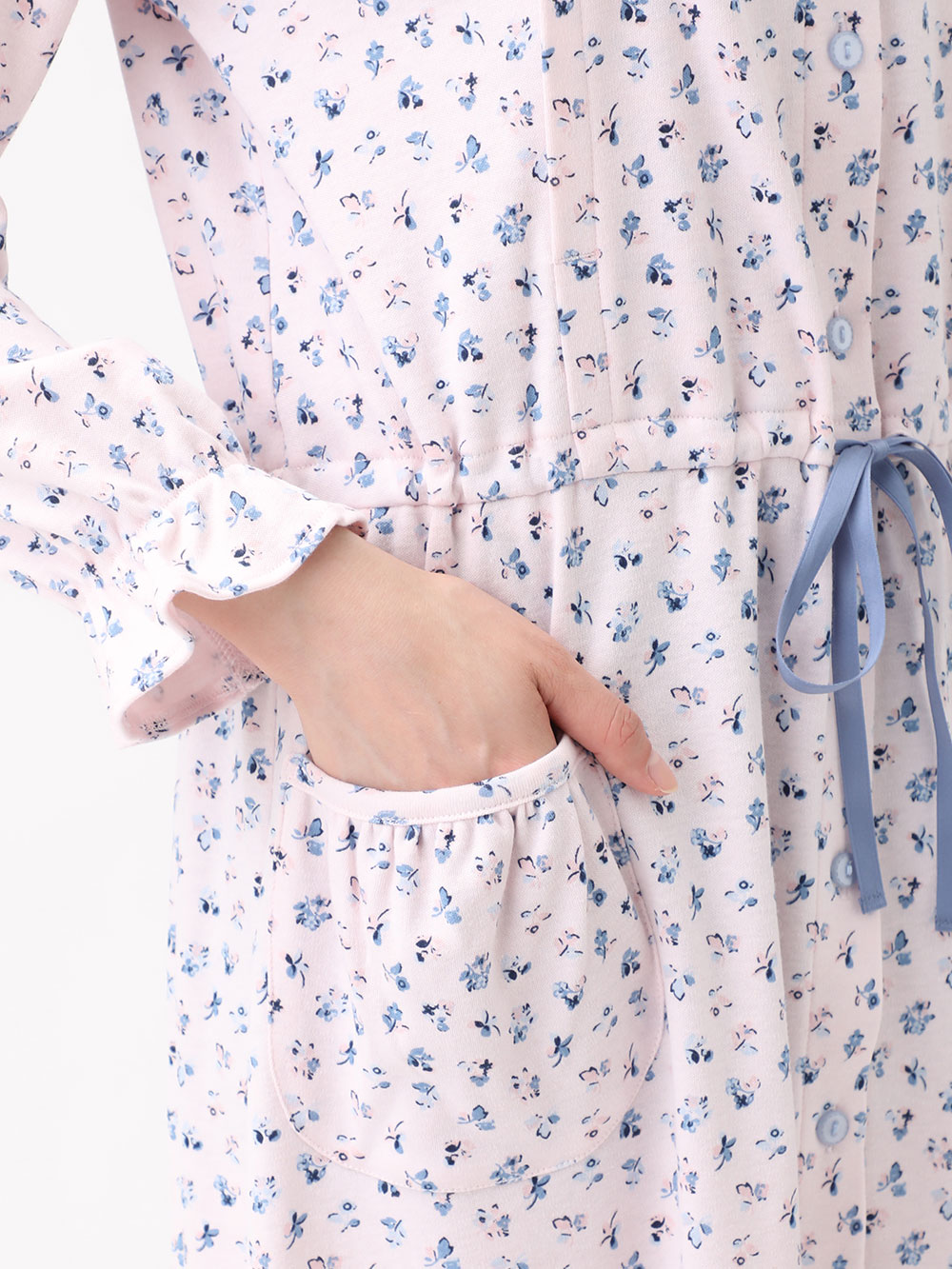 マタニティ パジャマ・ルームウェア|スムース花柄ロングスリーブネグリジェ　マタニティ・授乳パジャマ