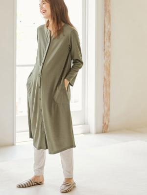 マタニティ パジャマ・ルームウェア|【セット】ワッフルワンピ×産前産後天竺レギンス2WAYパジャマ マタニティ・授乳服|カーキ