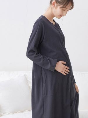 【セット】ワッフルワンピ×産前産後天竺レギンス2WAYパジャマ　マタニティ・授乳服10038