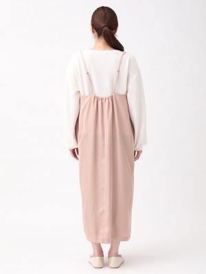 マタニティ ワンピース|【セット】サテンツイルキャミ ワンピース＆ニットソープルオーバー　マタニティ・授乳服【出産後も長く使える】