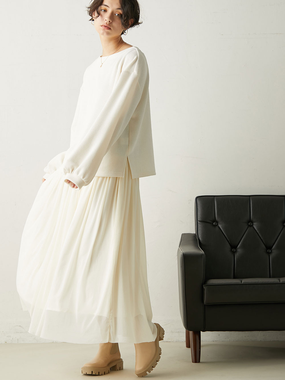 マタニティ ワンピース|【セット】サテンツイルキャミ ワンピース＆ニットソープルオーバー　マタニティ・授乳服【出産後も長く使える】